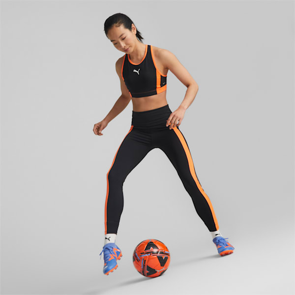 individualBLAZE High Neck Football Bra Women, PUMA Black-Ultra Orange