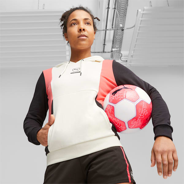 PUMA Queen Women's Football Hoodie, Electric Blush-Warm White-PUMA Black, extralarge-IND
