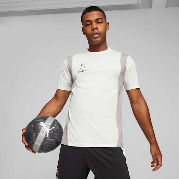 Playera de fútbol para hombre KING Pro, PUMA White-Concrete Gray, extralarge