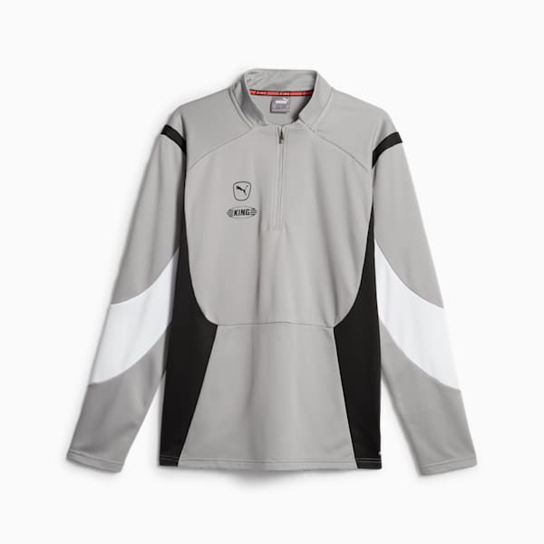 KING Pro Men's Football Quarter-Zip Top, Concrete Gray-PUMA White, extralarge-IND