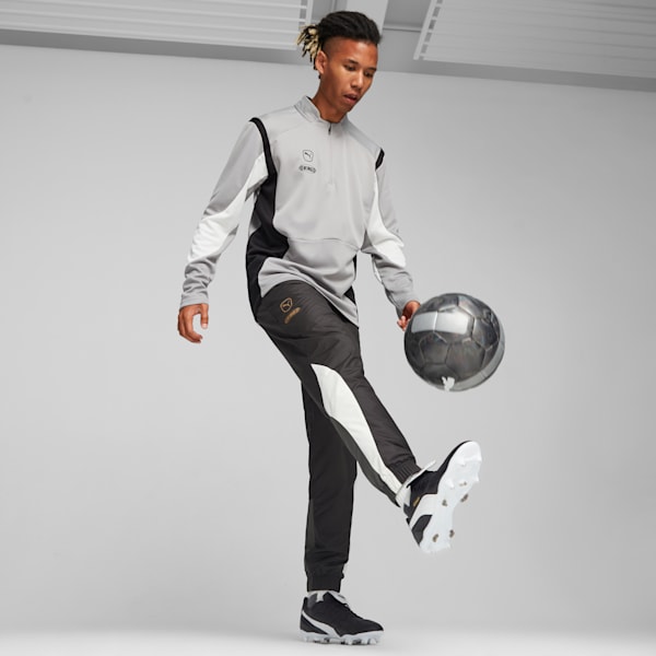 KING Pro Men's Football Quarter-Zip Top, Concrete Gray-PUMA White, extralarge-IND