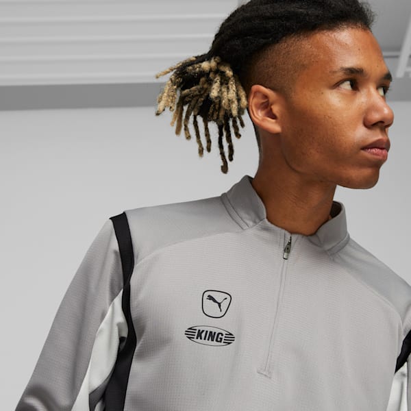 KING Pro Men's Football Quarter-Zip Top, Concrete Gray-PUMA White, extralarge-IND