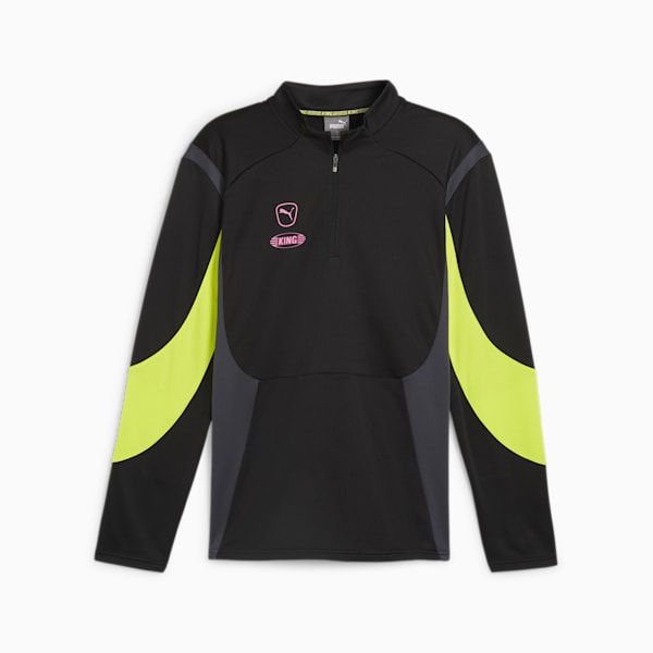 KING Pro Men's Football Quarter-Zip Top, PUMA Black-Electric Lime, extralarge-IND
