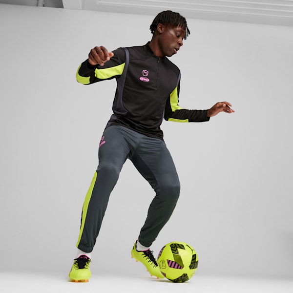 Haut avec quart de glissière de soccer KING Pro Homme, PUMA Black-Electric Lime, extralarge