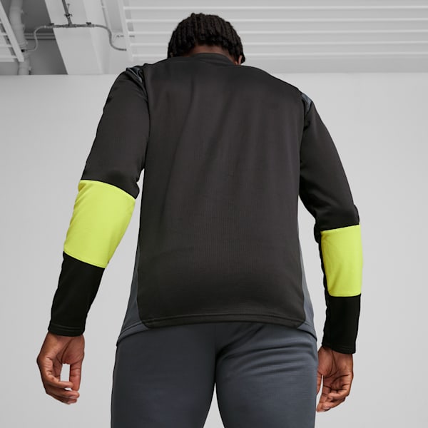 KING Pro Men's Quarter-zip Top, PUMA Black-Electric Lime, extralarge