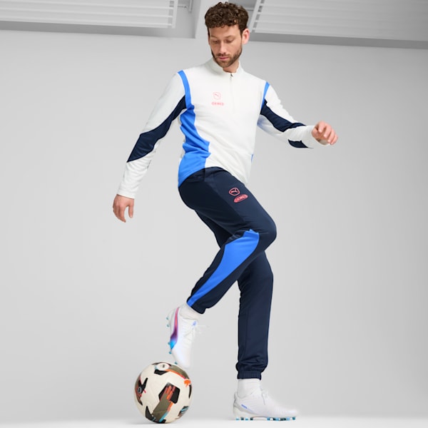 Playera con cierre de un cuarto de fútbol KING Pro para hombre, PUMA White-Bluemazing, extralarge