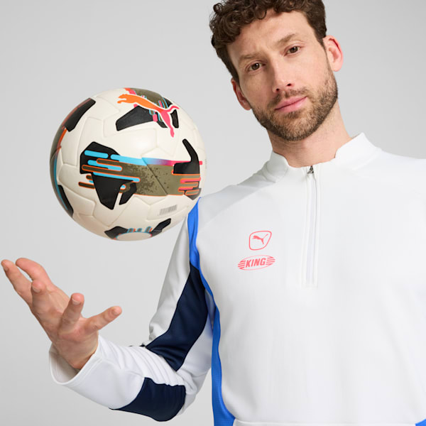 Playera con cierre de un cuarto de fútbol KING Pro para hombre, PUMA White-Bluemazing, extralarge