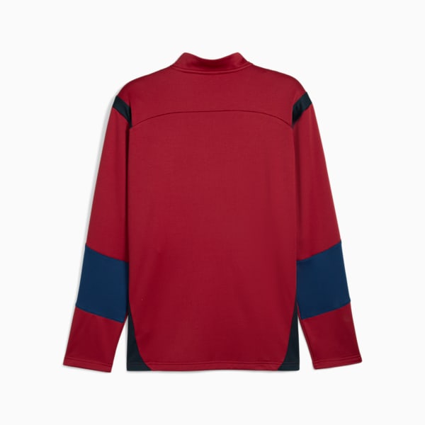 Playera con cierre de un cuarto de fútbol KING Pro para hombre, New Navy-Dark Crimson, extralarge