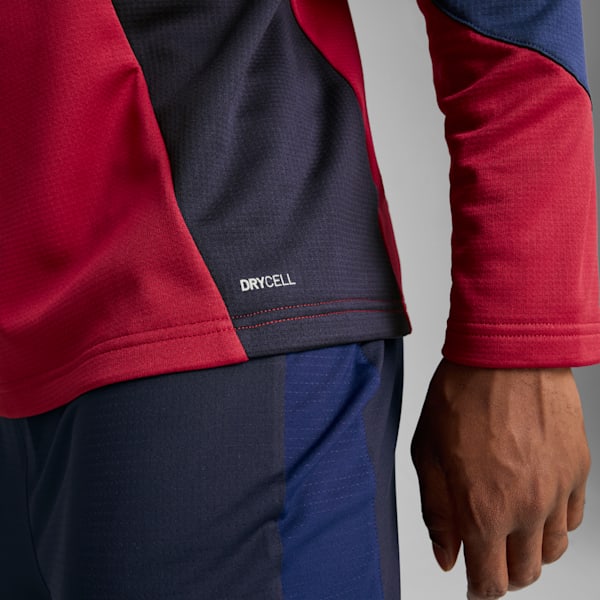 Playera con cierre de un cuarto de fútbol KING Pro para hombre, New Navy-Dark Crimson, extralarge