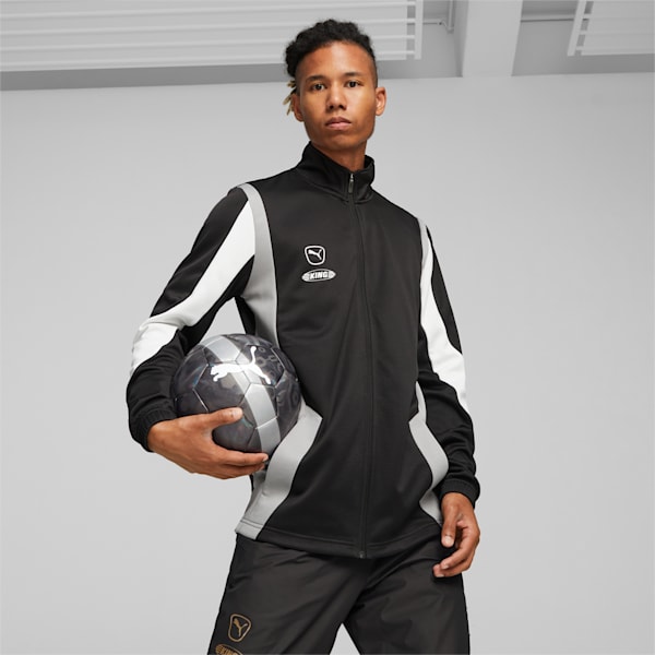 KING Pro Football Men's Jacket, PUMA Black-Concrete Gray, extralarge-IND