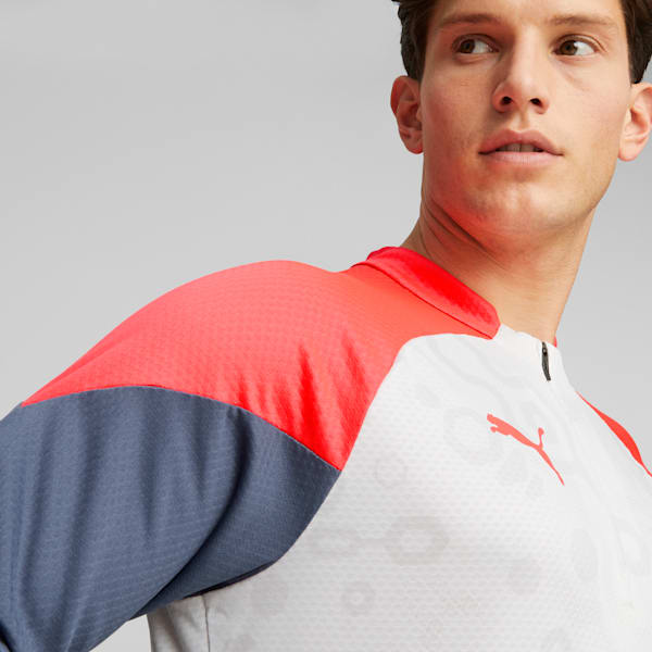 Haut avec quart de glissière de soccer individualCUP Homme, PUMA White-Fire Orchid, extralarge