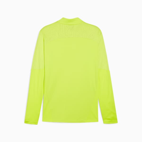 Chamarra de entrenamiento de fútbol con cremallera de un cuarto teamFINAL para hombre, Electric Lime-PUMA Silver, extralarge