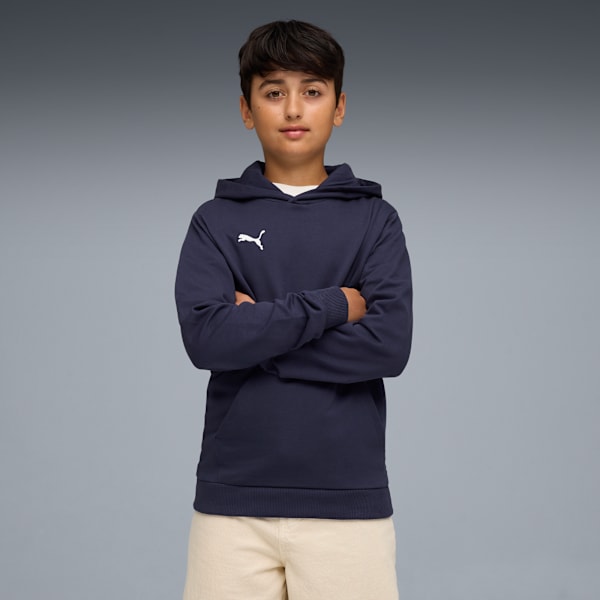 teamGOAL Football Casuals Hoody Youth, PUMA Navy-PUMA White, extralarge