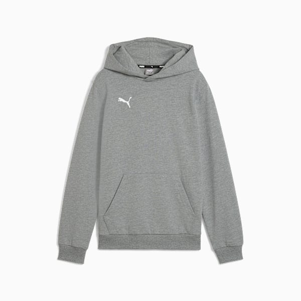 teamGOAL Football Casuals Hoody Youth, Medium Gray Heather-PUMA White, extralarge