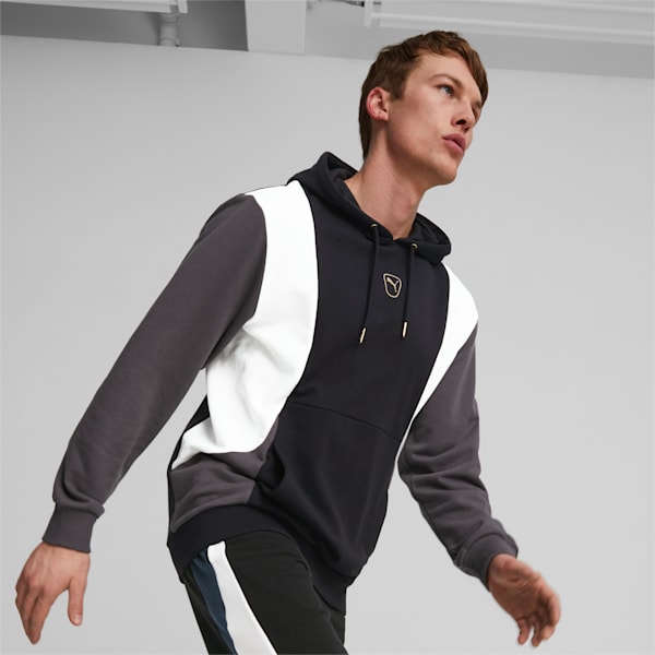 メンズ サッカー キング トップス フーディー, PUMA Black-Shadow Gray-PUMA White