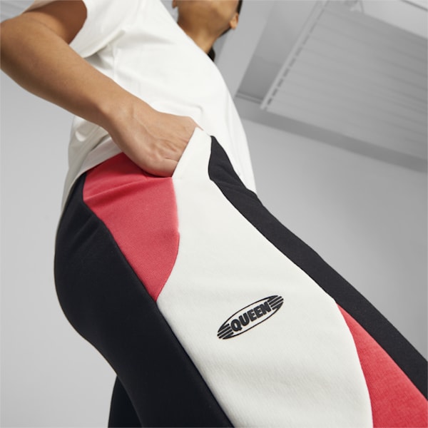 PUMA Queen Women's Football Sweat Pants, Electric Blush-Warm White-PUMA Black, extralarge-AUS