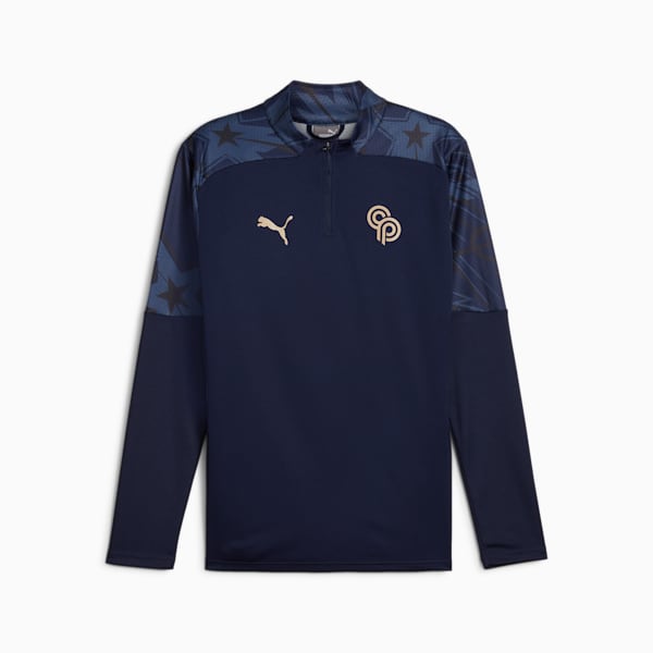 Camiseta de fútbol con cremallera de un cuarto para hombre PUMA x Christian Pulisic, PUMA Navy, extralarge