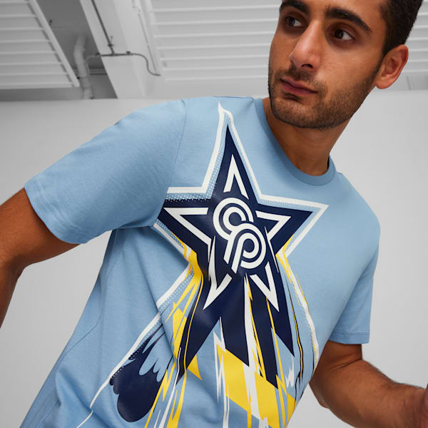 Camiseta de fútbol con logo para hombre PUMA x Christian Pulisic, Zen Blue, extralarge