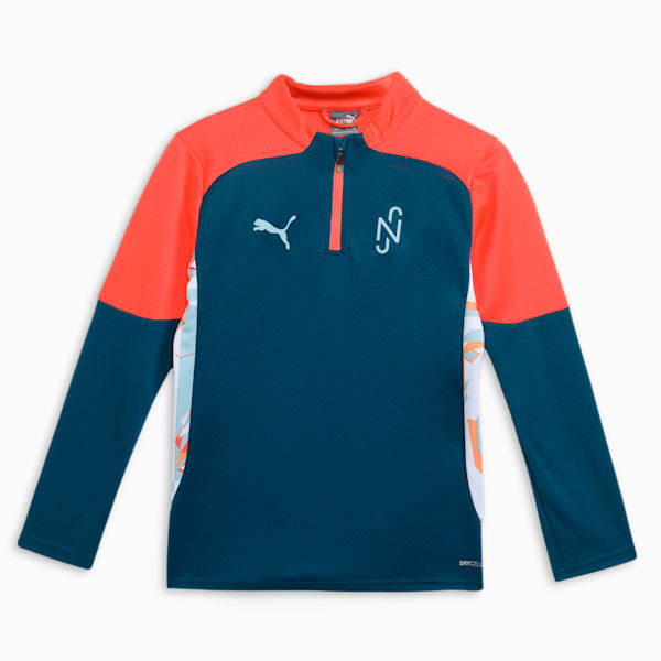 PUMA x NEYMAR JR Creativity Youth Quarter-Zip Football Top, Ocean Tropic-Hot Heat, extralarge-IND