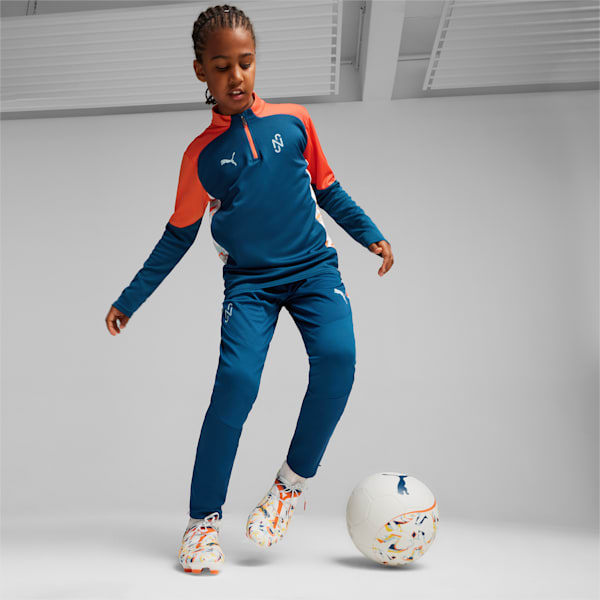 PUMA x NEYMAR JR Creativity Youth Quarter-Zip Football Top, Ocean Tropic-Hot Heat, extralarge