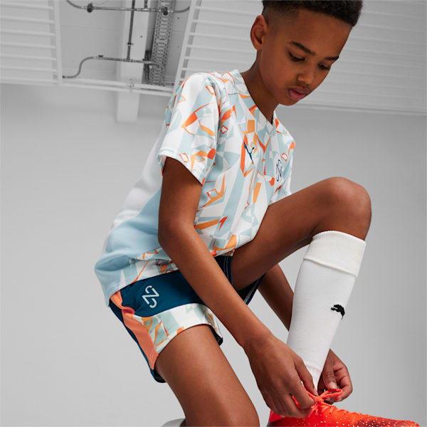 PUMA x NEYMAR JR Creativity Youth Football Unisex Shorts, Ocean Tropic-Hot Heat, extralarge-IND