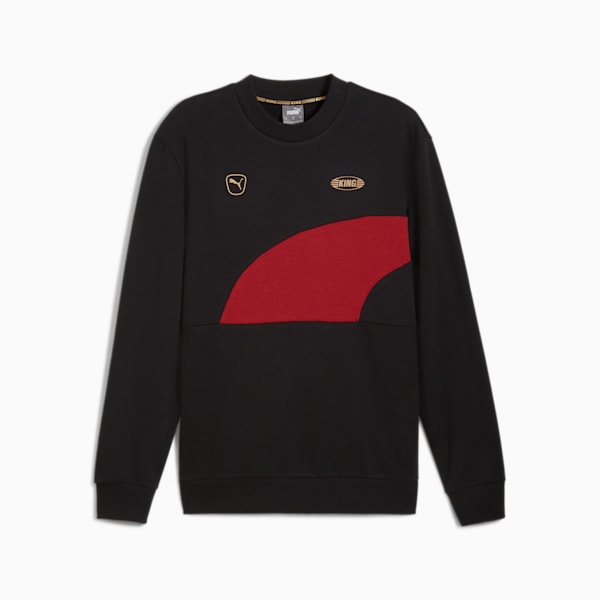メンズ サッカー キング トップ クルースウェット, PUMA Black-Intense Red, extralarge-JPN