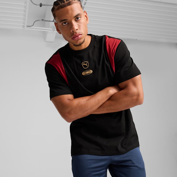 メンズ サッカー キング トップ 半袖 Tシャツ, Intense Red-PUMA Black, extralarge-JPN