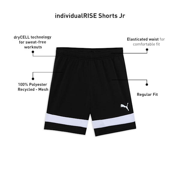 individualRISE Youth Football Shorts, PUMA Black-PUMA White, extralarge-IND