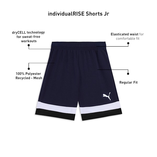 individualRISE Youth Football Shorts, PUMA Navy-PUMA White, extralarge-IND