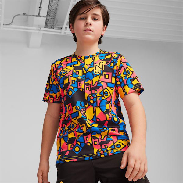 Camiseta de fútbol para niños grandes PUMA x NEYMAR JR x COPA AMÉRICA, Sunset Glow-Bluemazing, extralarge