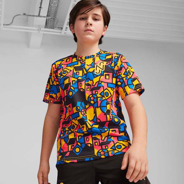 PUMA x NEYMAR JR x COPA AMÉRICA Big Kids' Soccer Jersey, Sunset Glow-Bluemazing, extralarge