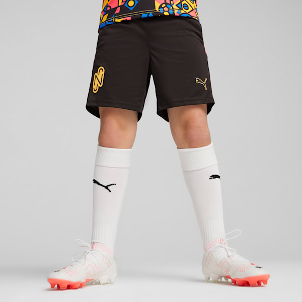 Shorts de fútbol para niños grandes PUMA x NEYMAR JR x COPA AMÉRICA, PUMA Black-Sunset Glow, extralarge