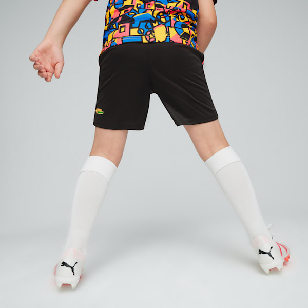 Shorts de fútbol para niños grandes PUMA x NEYMAR JR x COPA AMÉRICA, PUMA Black-Sunset Glow, extralarge