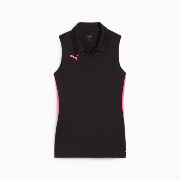 Individual Women's Sleeveless Racquet Sports Polo, PUMA Black-Poison Pink, extralarge