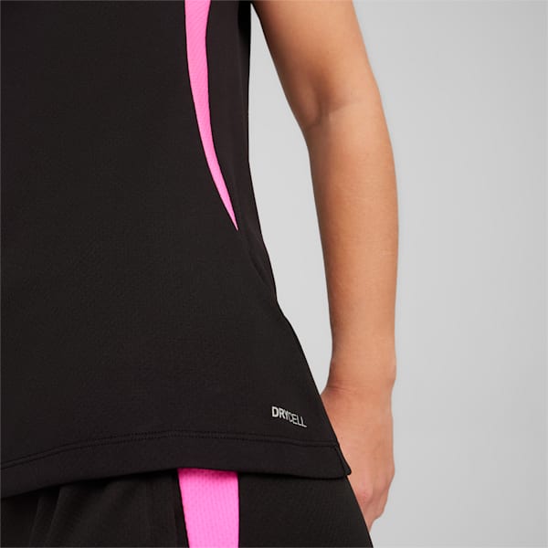 Individual Women's Sleeveless Racquet Sports Polo, PUMA Black-Poison Pink, extralarge