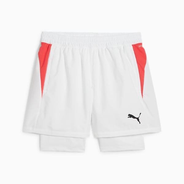 Individual teamGOAL Racquet Sports 2-in-1 Men's Shorts, PUMA White-Active Red, extralarge