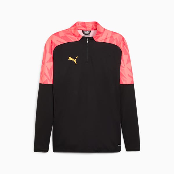 individualFINAL Forever Faster Men's Quarter-Zip Soccer Top, PUMA Black-Sunset Glow, extralarge