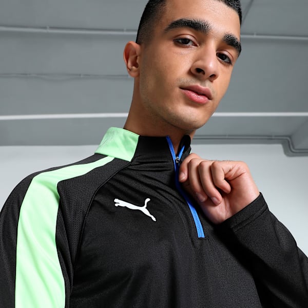 individualLIGA Quarter-Zip Men's Slim Fit Football Top, PUMA Black-Fizzy Apple, extralarge-IND