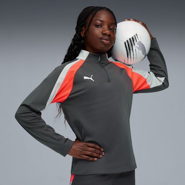 individualLIGA Quarter-Zip Top Youth, Shadow Gray-PUMA White-Glowing Red, extralarge-GBR