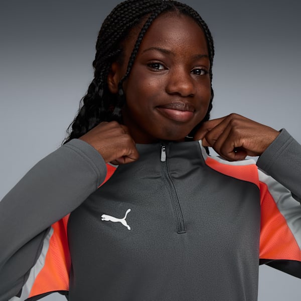 individualLIGA Quarter-Zip Top Youth, Shadow Gray-PUMA White-Glowing Red, extralarge-GBR