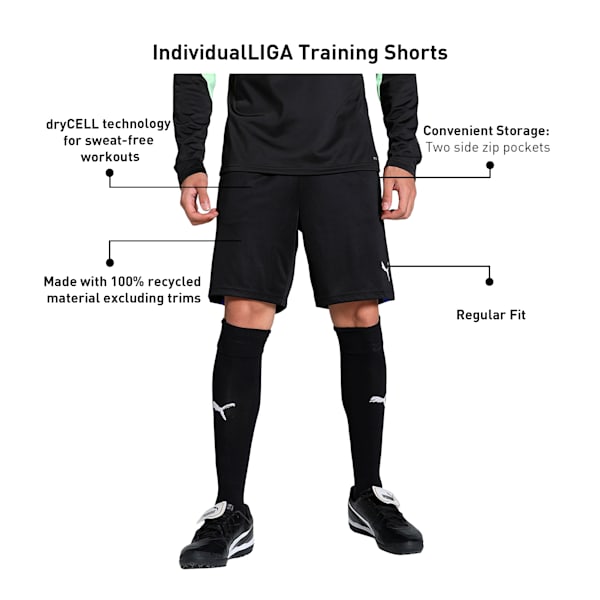 individualLIGA Men's Football Training Shorts, PUMA Black-Fizzy Apple, extralarge-IND