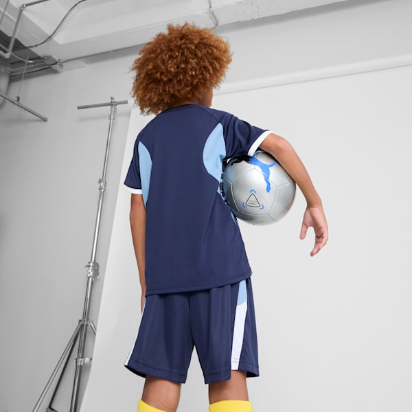 Short d'entraînement de soccer IndividualFINAL Enfant et adolescent, PUMA Navy-PUMA White-Zen Blue, extralarge