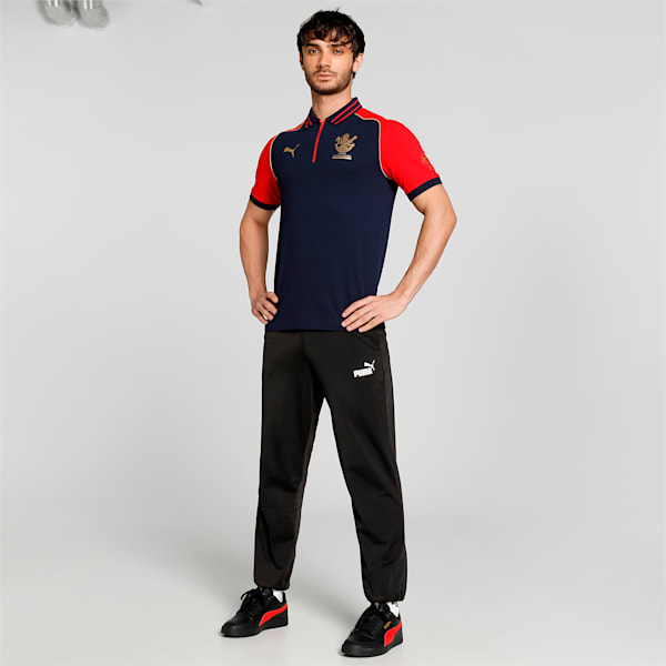 PUMA x Royal Challengers Bangalore Travel Men's Polo, Navy Blazer-Flame Scarlet, extralarge-IND