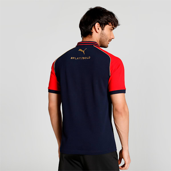 PUMA x Royal Challengers Bangalore Travel Men's Polo, Navy Blazer-Flame Scarlet
