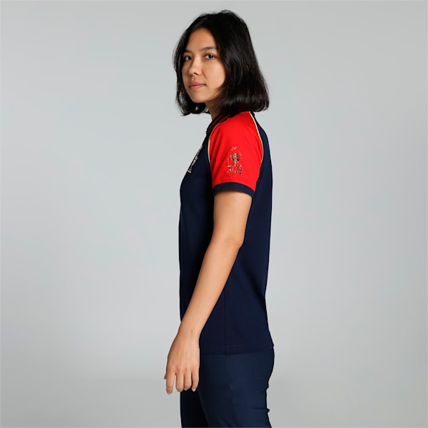 PUMA x Royal Challengers Bangalore Travel Women's Polo, Navy Blazer-Flame Scarlet, extralarge-IND