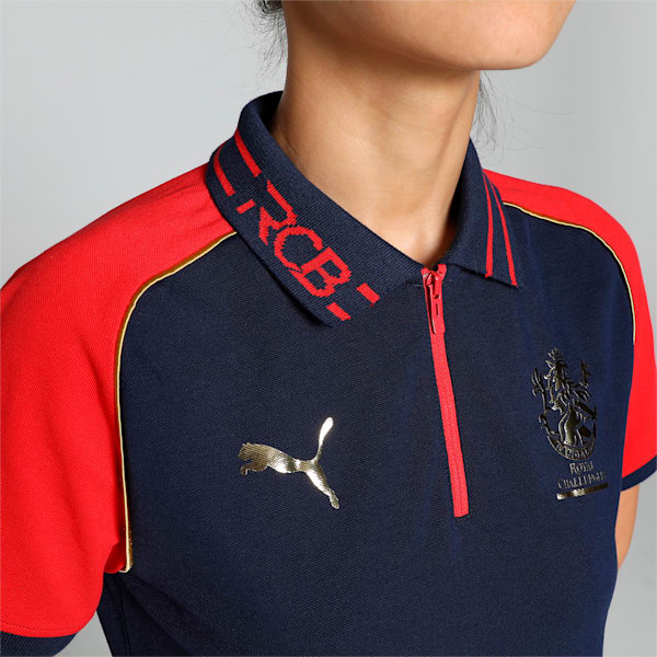 PUMA x Royal Challengers Bangalore Travel Women's Polo, Navy Blazer-Flame Scarlet, extralarge-IND