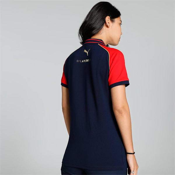 PUMA x Royal Challengers Bangalore Travel Women's Polo, Navy Blazer-Flame Scarlet, extralarge-IND