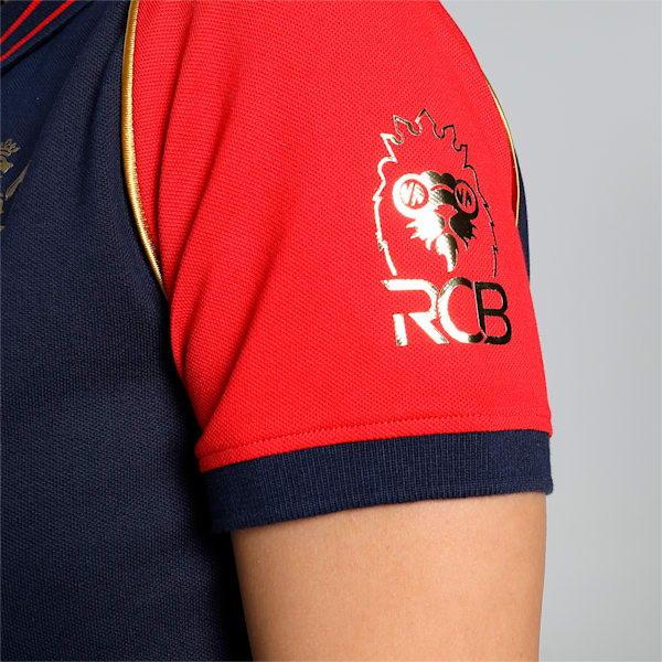 PUMA x Royal Challengers Bangalore Travel Women's Polo, Navy Blazer-Flame Scarlet, extralarge-IND