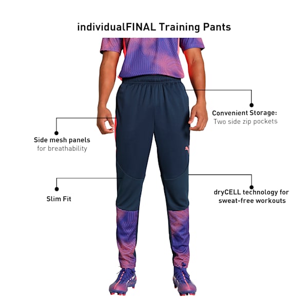 individualFINAL Men's Slim Fit Football Training Pants, Club Navy-Dark Amethyst, extralarge-IND