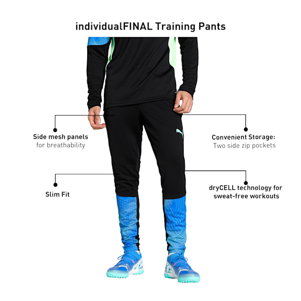 individualFINAL Men's Slim Fit Football Training Pants, PUMA Black-Fizzy Apple, extralarge-IND